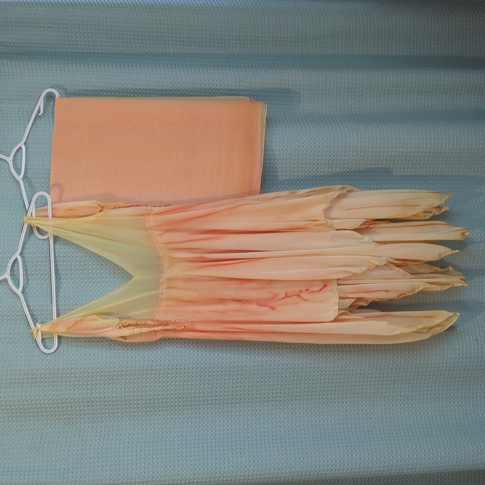 GUC Sz S Hand Dyed Watercolors Dance wear Dress with Scarf
